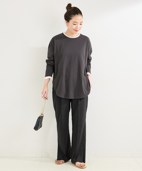 B.C STOCK（ベーセーストック）の「《追加6》裾ラウンドロンTEE（Tシャツ/カットソー・レディース・ブラック/ホワイト/ブラック系その他・FREE）」の4枚目の写真