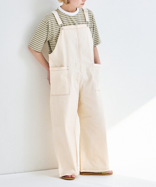 pairmanon(ペアマノン)の「【綿100%】【リンクコーデ】【ママサイズ】ツイルサロペット(サロペット/オーバーオール・レディース・アイボリー/ブラック/ベージュ・FREE)」の5枚目の写真