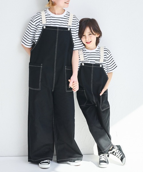 pairmanon(ペアマノン)の「【綿100%】【リンクコーデ】【ママサイズ】ツイルサロペット(サロペット/オーバーオール・レディース・アイボリー/ブラック/ベージュ・FREE)」の9枚目の写真