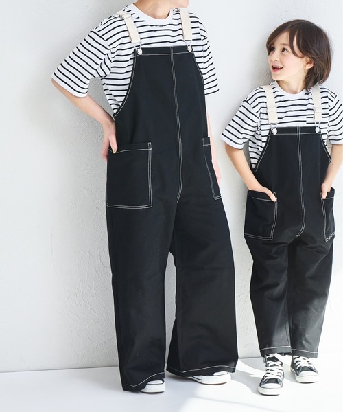 pairmanon(ペアマノン)の「【綿100%】【リンクコーデ】【ママサイズ】ツイルサロペット(サロペット/オーバーオール・レディース・アイボリー/ブラック/ベージュ・FREE)」の10枚目の写真