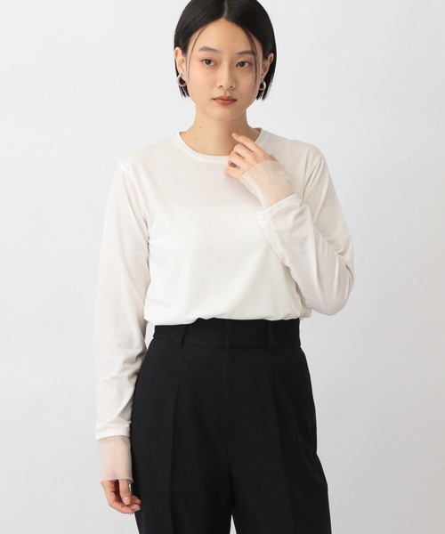 A part by（アパートバイ）の「チュールスリーブロンＴ（Tシャツ/カットソー・レディース・ライトブルー/ブラック/オフホワイト/アイボリー・FREE）」の7枚目の写真