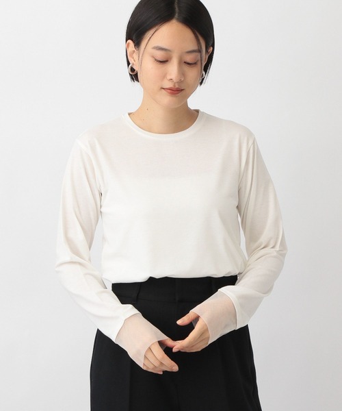 A part by（アパートバイ）の「チュールスリーブロンＴ（Tシャツ/カットソー・レディース・ライトブルー/ブラック/オフホワイト/アイボリー・FREE）」の8枚目の写真