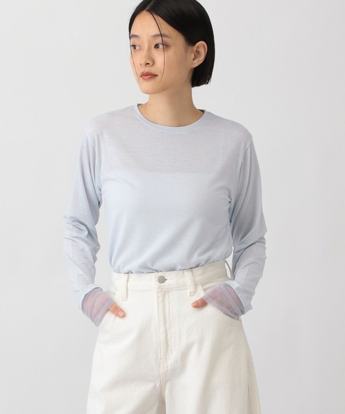 A part by（アパートバイ）の「チュールスリーブロンＴ（Tシャツ/カットソー・レディース・ライトブルー/ブラック/オフホワイト/アイボリー・FREE）」の15枚目の写真