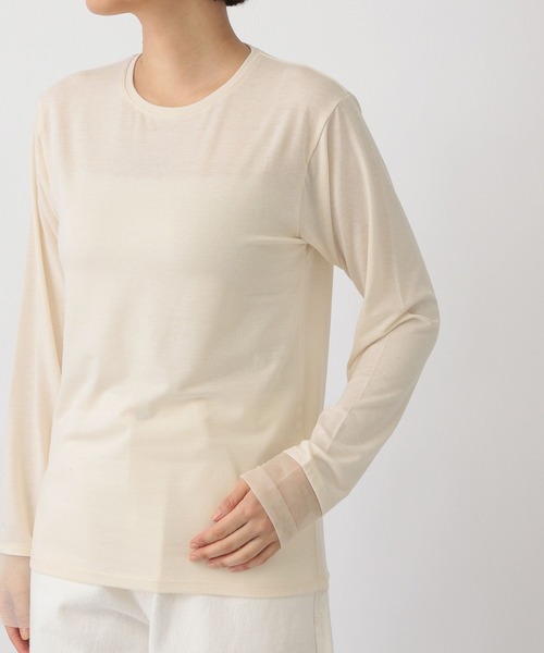 A part by（アパートバイ）の「チュールスリーブロンＴ（Tシャツ/カットソー・レディース・ライトブルー/ブラック/オフホワイト/アイボリー・FREE）」の20枚目の写真