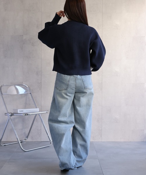 ap retro(アプレトロ)の「BIGボタンニットカーディガン / ショートカーディガン(カーディガン/ボレロ・レディース・グレー/オレンジ/オフホワイト/ネイビー/ブルー/ベージュ・FREE)」の21枚目の写真