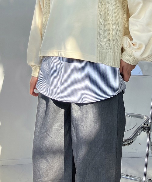 AS KNOW AS plus(アズノゥアズプラス)の「●レイヤードデザインタンクトップ(タンクトップ・レディース・オフホワイト/ネイビー系/ブルー系/ホワイト系/ブラック系・FREE)」の4枚目の写真