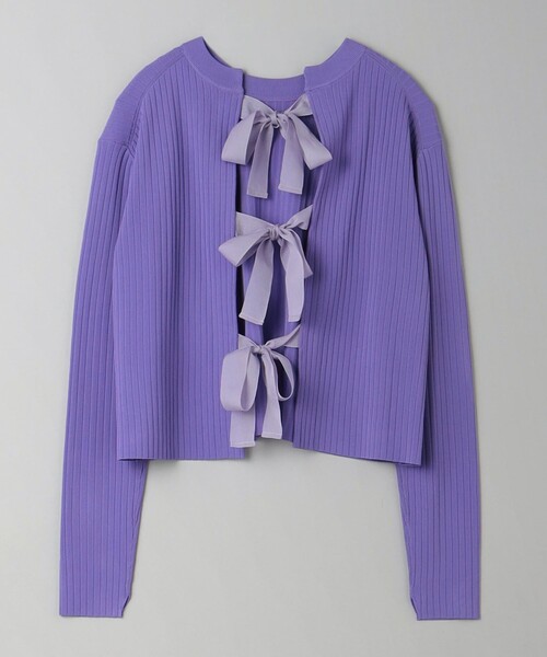 BEAUTY&amp;YOUTH UNITED ARROWS - [オーロラ]Baserange パープル  トップス セール】オーガンジーリボン リブニットトップス -2WAY