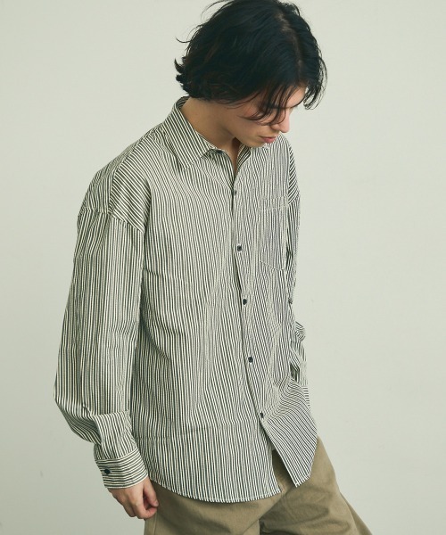 セール】Soccer fabric long sleeve striped shirt / サッカー生地