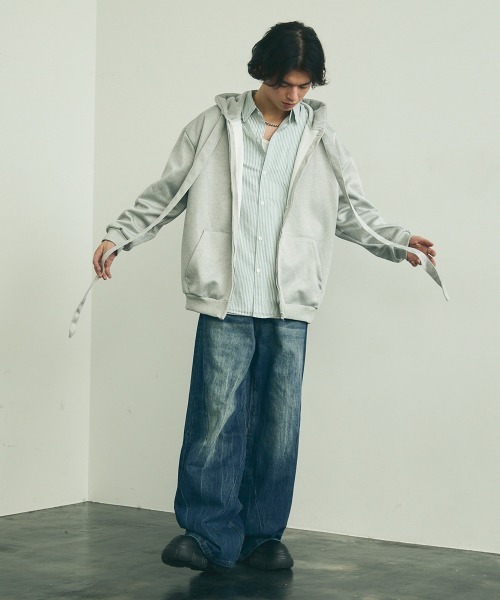 Shoowtime（ショウタイム）の「Soccer fabric long sleeve striped shirt / サッカー生地ロングスリーブストライプシャツ（シャツ/ブラウス・メンズ・グレー系/サックスブルー系/イエロー系・MEDIUM/LARGE/X-LARGE）」の17枚目の写真