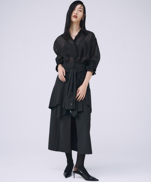 JOSE MOON(ジョゼムーン)の「SHEER SIMPLE SHIRT/シアーシンプルシャツ(シャツ/ブラウス・レディース・ブラック/ベージュ/ミント/オレンジ/ホワイト・FREE)」の6枚目の写真