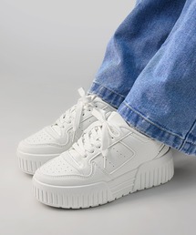 LOVE HUNTER / 6.5cm厚底 ボリュームソール コートスニーカー レディース メンズ ユニセックス レースアップ 身長アップ 韓国ファッション (2213)