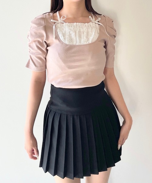 NOMAE(ノーマエ)の「リボンフリルレイヤードトップス(Tシャツ/カットソー・レディース・ピンク系その他/ブラック/ピンクベージュ/ブルー系その他・FREE)」の22枚目の写真