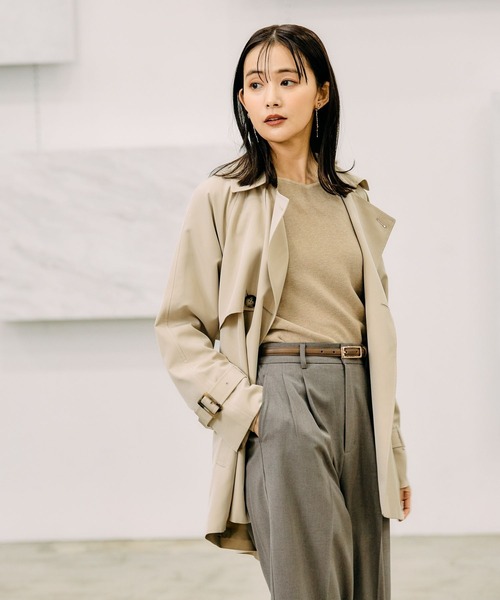 GLOBAL WORK（グローバルワーク）の「エアかるミドルトレンチコート/234546（トレンチコート・レディース・グレイッシュベージュ/ネイビー/ベージュ・MEDIUM/LARGE）」の8枚目の写真