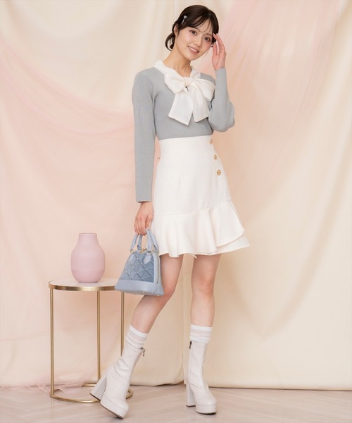 セール】アシメヘムツイードミニスカート（スカート