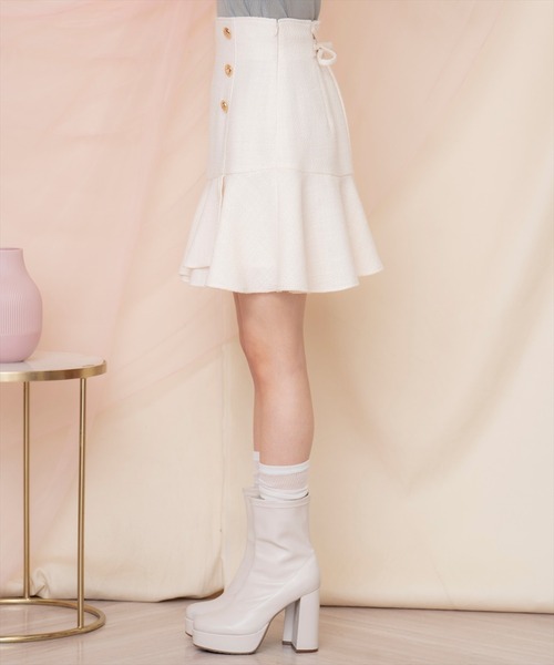WILLSELECTION（ウィルセレクション）の「アシメヘムツイードミニスカート（スカート・レディース・オフホワイト/ミント/ピンク・FREE）」の7枚目の写真