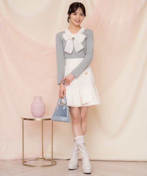 WILLSELECTION（ウィルセレクション）の「アシメヘムツイードミニスカート（スカート・レディース・オフホワイト/ミント/ピンク・FREE）」の12枚目の写真