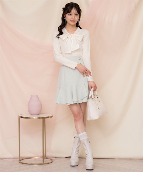 ベルンハルトウィルヘルム　カラフルプリントミニスカート セール】◇オリジナルツィードフリンジミニスカート（スカート