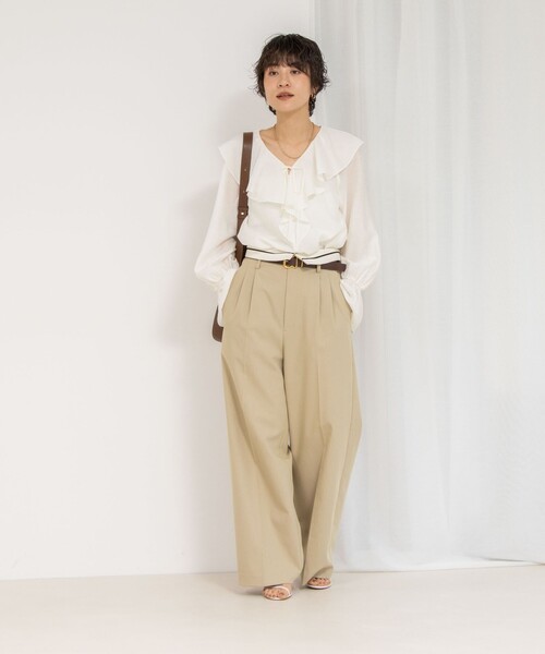 NOLLEY’S Sophi（ノーリーズソフィ）の「シアーラッフルブラウス（シャツ/ブラウス・レディース・ライトブルー/オフホワイト/クリーム・38）」の10枚目の写真