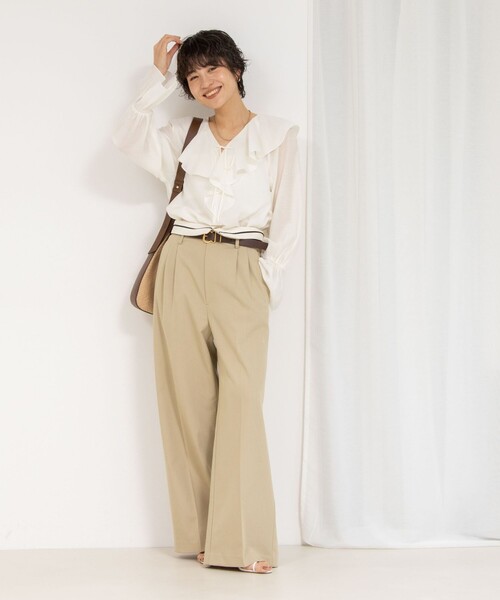 NOLLEY’S Sophi（ノーリーズソフィ）の「シアーラッフルブラウス（シャツ/ブラウス・レディース・ライトブルー/オフホワイト/クリーム・38）」の11枚目の写真