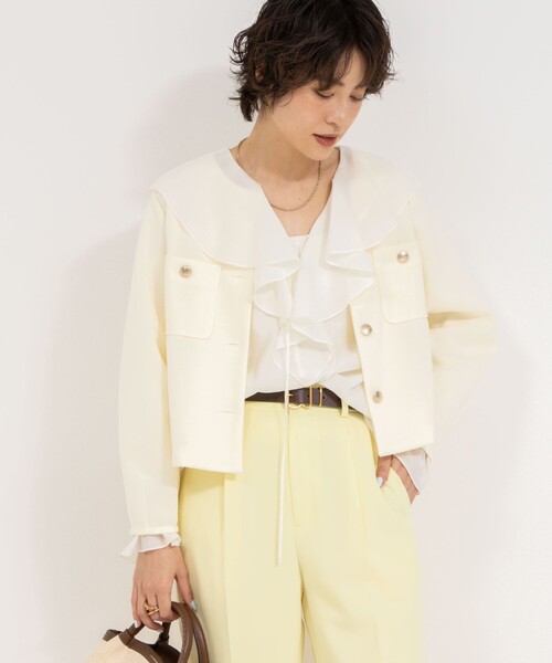 NOLLEY’S Sophi（ノーリーズソフィ）の「シアーラッフルブラウス（シャツ/ブラウス・レディース・ライトブルー/オフホワイト/クリーム・38）」の18枚目の写真