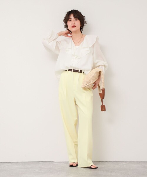 NOLLEY’S Sophi（ノーリーズソフィ）の「シアーラッフルブラウス（シャツ/ブラウス・レディース・ライトブルー/オフホワイト/クリーム・38）」の19枚目の写真