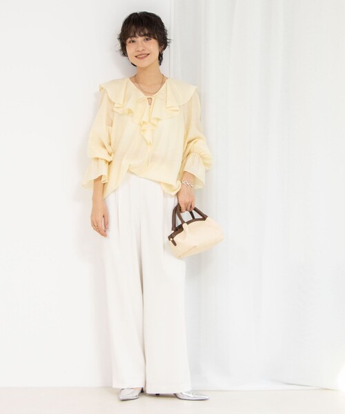 NOLLEY’S Sophi（ノーリーズソフィ）の「シアーラッフルブラウス（シャツ/ブラウス・レディース・ライトブルー/オフホワイト/クリーム・38）」の22枚目の写真