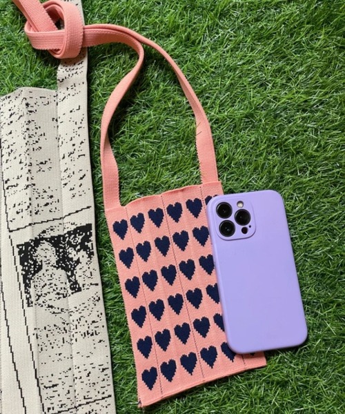 KNT365（ケイエヌティサンロクゴ）の「Me-Knitty Heart（ショルダーバッグ・レディース・ブラウン/ライトブルー/コーラルピンク・FREE）」の3枚目の写真