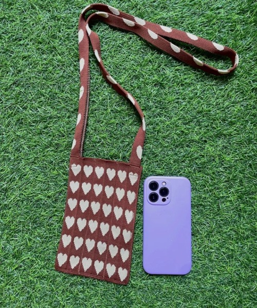 KNT365（ケイエヌティサンロクゴ）の「Me-Knitty Heart（ショルダーバッグ・レディース・ブラウン/ライトブルー/コーラルピンク・FREE）」の9枚目の写真