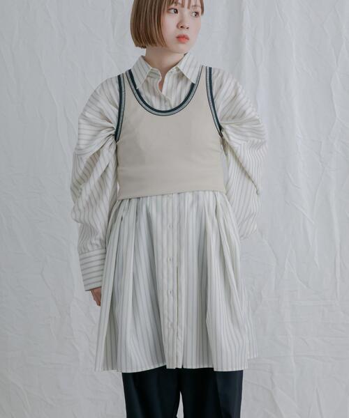 KBF（ケイビーエフ）の「ストライプウエストタックミニワンピース（ワンピース・レディース・ライトブルー/ブルー/ライトベージュ・ONE）」の8枚目の写真