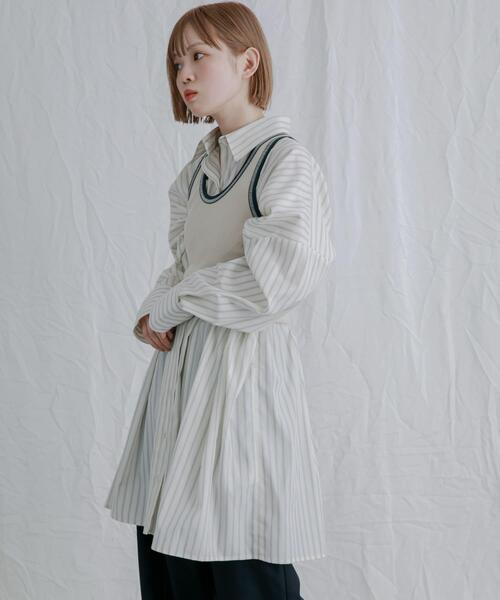 KBF（ケイビーエフ）の「ストライプウエストタックミニワンピース（ワンピース・レディース・ライトブルー/ブルー/ライトベージュ・ONE）」の9枚目の写真