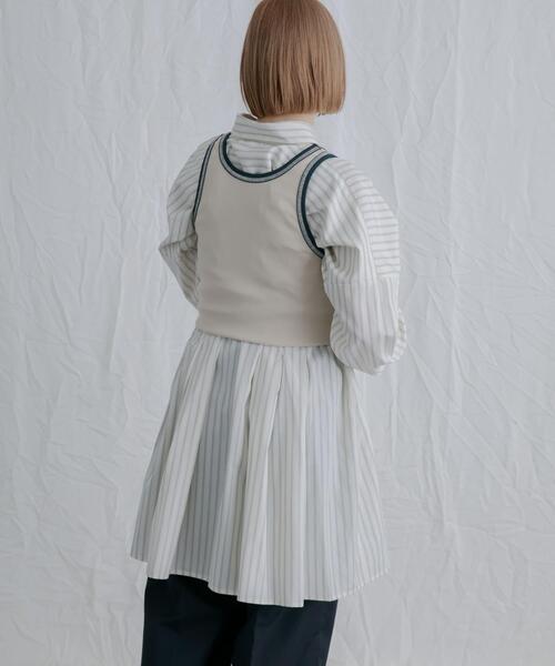 KBF（ケイビーエフ）の「ストライプウエストタックミニワンピース（ワンピース・レディース・ライトブルー/ブルー/ライトベージュ・ONE）」の10枚目の写真
