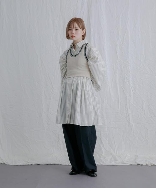 KBF（ケイビーエフ）の「ストライプウエストタックミニワンピース（ワンピース・レディース・ライトブルー/ブルー/ライトベージュ・ONE）」の11枚目の写真