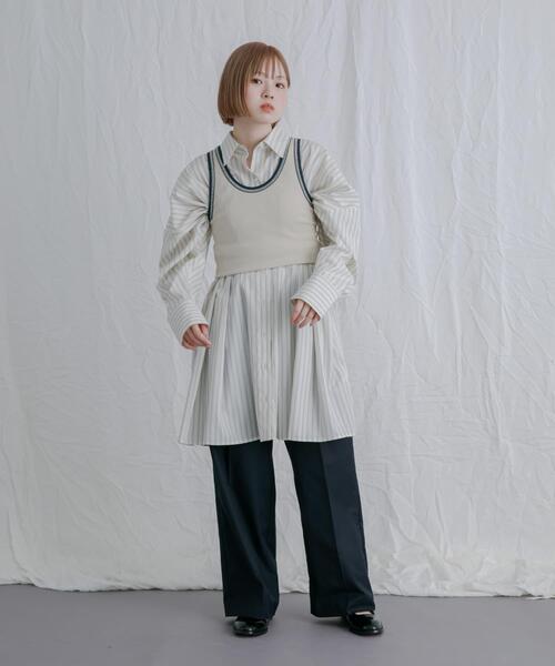 KBF（ケイビーエフ）の「ストライプウエストタックミニワンピース（ワンピース・レディース・ライトブルー/ブルー/ライトベージュ・ONE）」の14枚目の写真