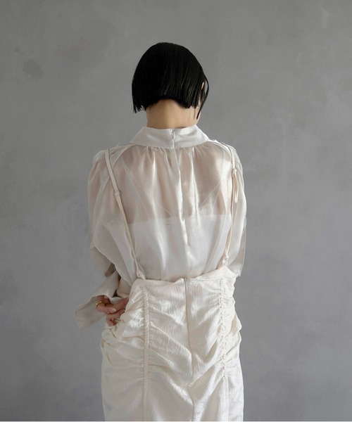 SinceThen★Floral suspender skirt サスペンダースカート ST1 セール】【MINERTE】【オケージョン】 jacquard shirring