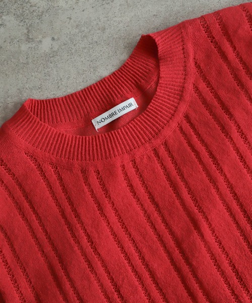 NOMBRE IMPAIR（ノンブルアンペール）の「リネンブレンドハイゲージ　シアーベスト（ニット/セーター・レディース・ネイビー/レッド・FREE）」の9枚目の写真