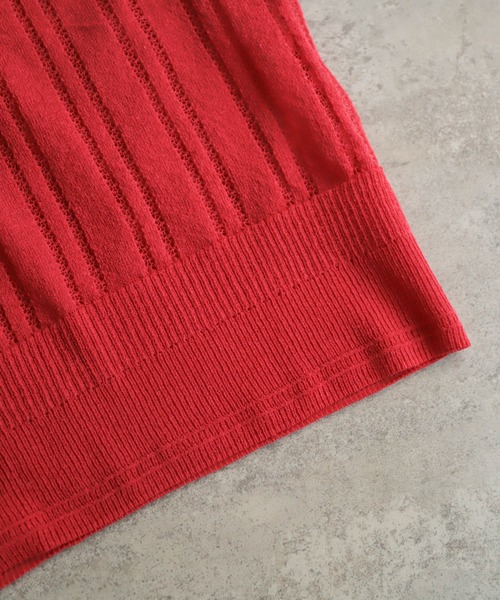 NOMBRE IMPAIR（ノンブルアンペール）の「リネンブレンドハイゲージ　シアーベスト（ニット/セーター・レディース・ネイビー/レッド・FREE）」の8枚目の写真