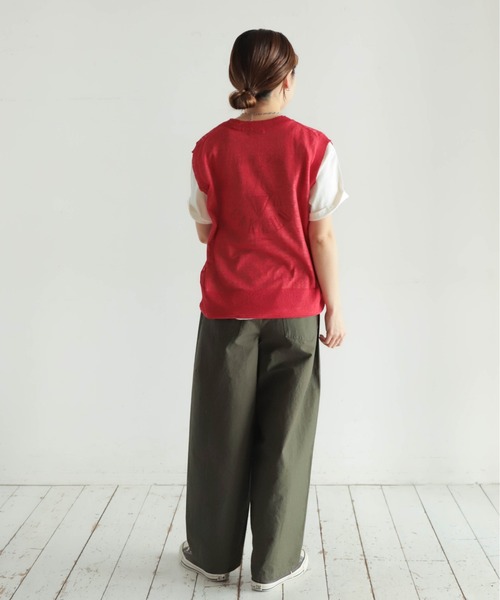 NOMBRE IMPAIR（ノンブルアンペール）の「リネンブレンドハイゲージ　シアーベスト（ニット/セーター・レディース・ネイビー/レッド・FREE）」の13枚目の写真