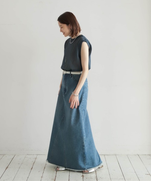 NOMBRE IMPAIR（ノンブルアンペール）の「リネンブレンドハイゲージ　シアーベスト（ニット/セーター・レディース・ネイビー/レッド・FREE）」の22枚目の写真