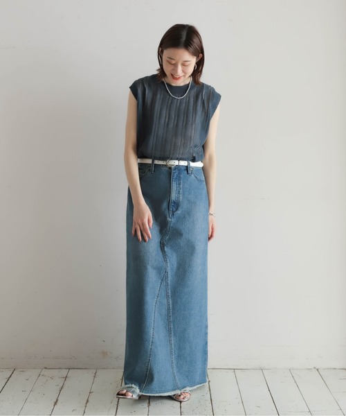 NOMBRE IMPAIR（ノンブルアンペール）の「リネンブレンドハイゲージ　シアーベスト（ニット/セーター・レディース・ネイビー/レッド・FREE）」の19枚目の写真