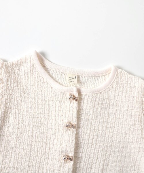 apres les cours(アプレレクール)の「【UVカット/ジュニア対応】リボンボタンカーディガン(カーディガン/ボレロ・キッズ・ブラック/アイボリー・80/90/100/110/120/130/140)」の12枚目の写真