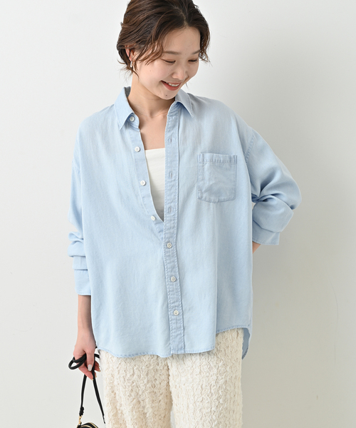 デニムシャツ スローブイエナ slobe iena SLOBE IENA - SLOBE IENA LE DENIM クロップドシャツの通販 by