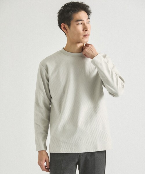 ABAHOUSE GRAY（アバハウスグレイ）の「ジオメトリックリンクス 長袖Tシャツ（Tシャツ/カットソー・メンズ・グレイッシュベージュ/グレイッシュブルー/ホワイト/ブラック/ボルドー・46/48）」の3枚目の写真