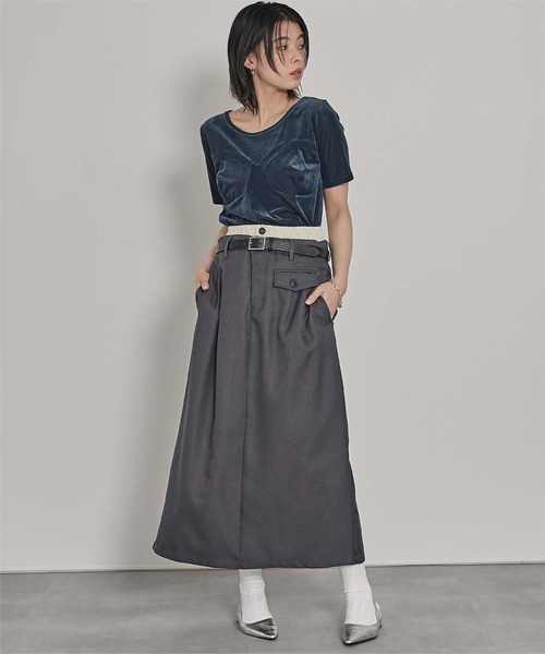miette(ミエット)の「ビスチェデザインシアーベロア半袖トップス(Tシャツ/カットソー・レディース・ブルー/アイボリー/ブラウン・FREE)」の18枚目の写真