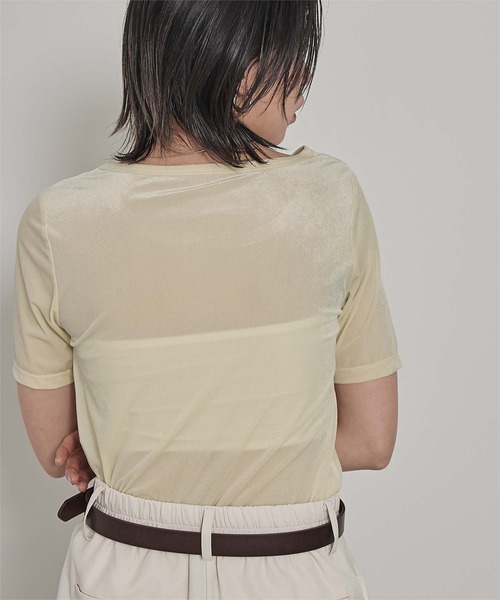 miette(ミエット)の「ビスチェデザインシアーベロア半袖トップス(Tシャツ/カットソー・レディース・ブルー/アイボリー/ブラウン・FREE)」の10枚目の写真