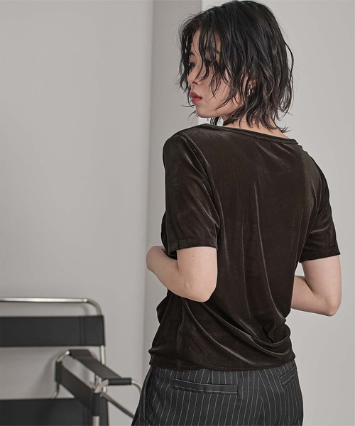 miette(ミエット)の「ビスチェデザインシアーベロア半袖トップス(Tシャツ/カットソー・レディース・ブルー/アイボリー/ブラウン・FREE)」の17枚目の写真