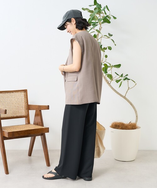 FREAK'S STORE(フリークスストア)の「360度 スレンダールックパンツ/シームレス イージーパンツ<サイズ展開あり>(スラックス・レディース・グレー/キャメル/サックスブルー/ブラック・MEDIUM/SMALL)」の14枚目の写真