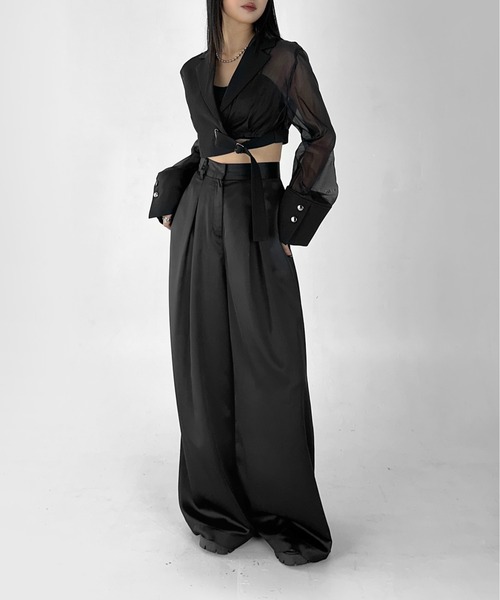 【値下】LVEU.シアースリーブアシンメトリークロップドジャケット&チョーカー セール】【LVEU.】シアースリーブアシメクロップドジャケット