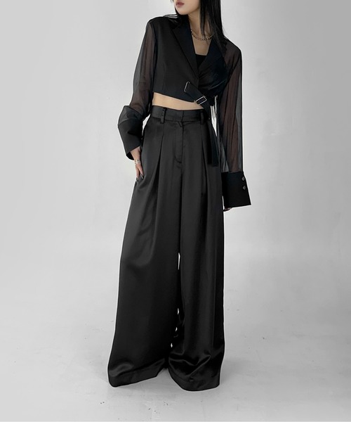 LVEU.】シアースリーブアシメクロップドジャケット / アウター