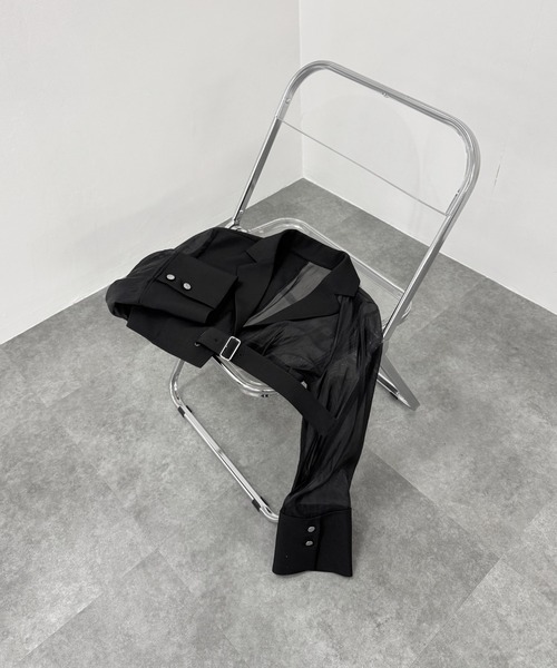 【値下】LVEU.シアースリーブアシンメトリークロップドジャケット&チョーカー シアースリーブアシメクロップドジャケット | LVEU.（ラブユ.）