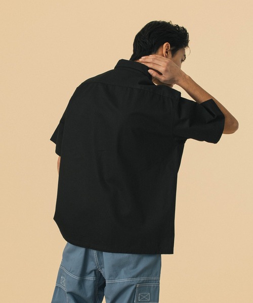 XLARGE エクストララージ STITCHED ZIP UP ワークシャツ 黒 XLARGE エクストララージ STITCHED ZIP UP S/S WORK SHIRT